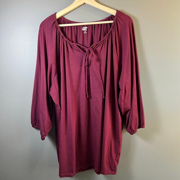 Lands’ End Maroon Long Sleeve peasant Tunic Top Size 3x (24W-26W) - Picture 2 of 9